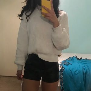 Black High Waisted Leather Shorts